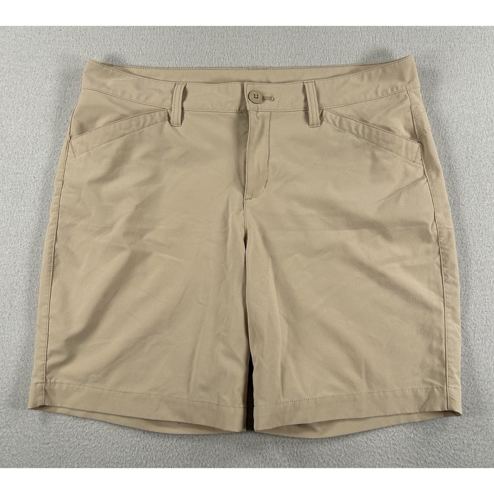 Eddie Bauer Women's Khaki Stretch Hiking Cargo Shorts Beige Size 10 Outdoor